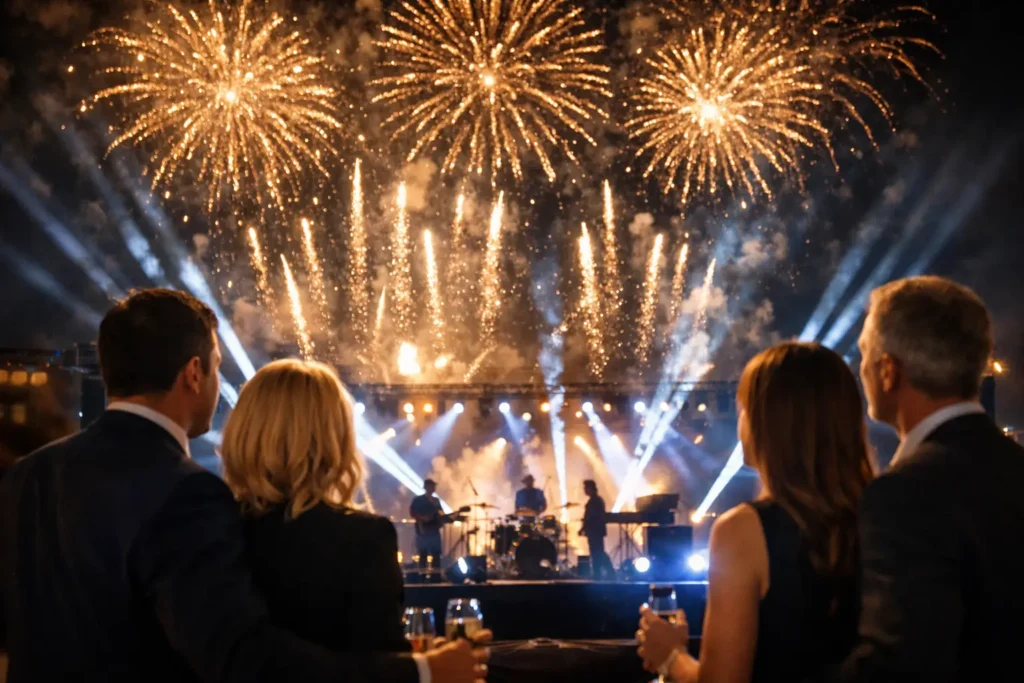 Musikstyret fyrværkerishow til firmaevent