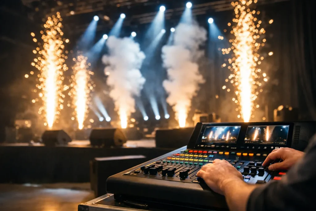 Scenefyrværkeri til events med fuld kontrol